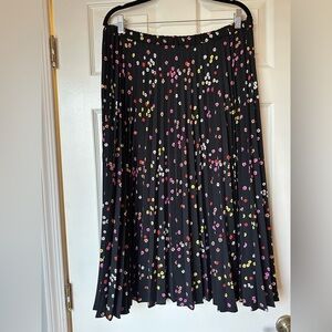 Halogen Pleated Floral Midi Skirt